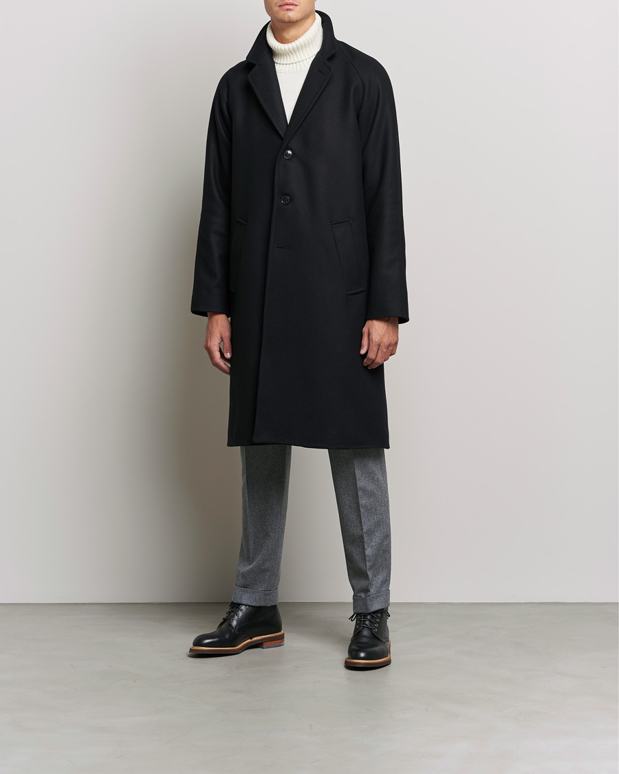 Herr |  | Gloverall | Chesterfield Wool/Cashmere Raglan Coat Black