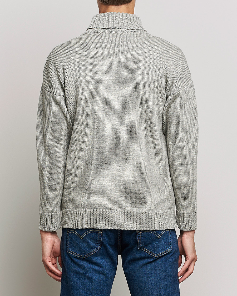 Herr | Tröjor | Gloverall | Submariner Chunky Wool Roll Neck Light Grey