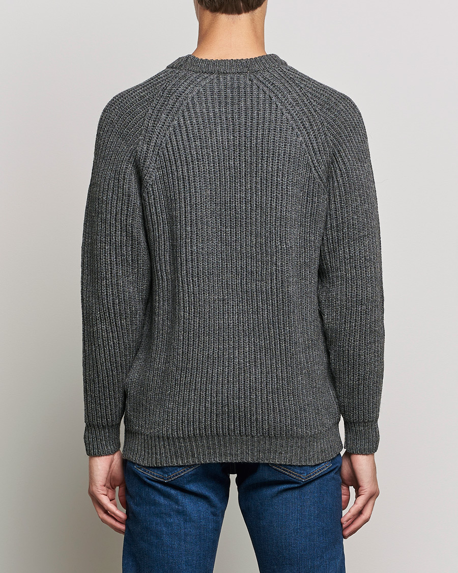 Herr | Tröjor | Gloverall | Fisherman Rib Chunky Wool Crew Neck Grey