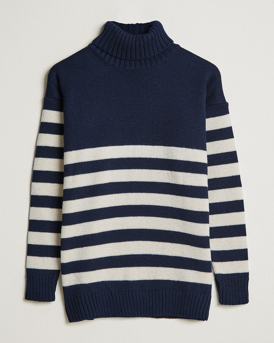 Herr | Tröjor | Gloverall | Breton Submariner Wool Rollneck Navy/Ecru