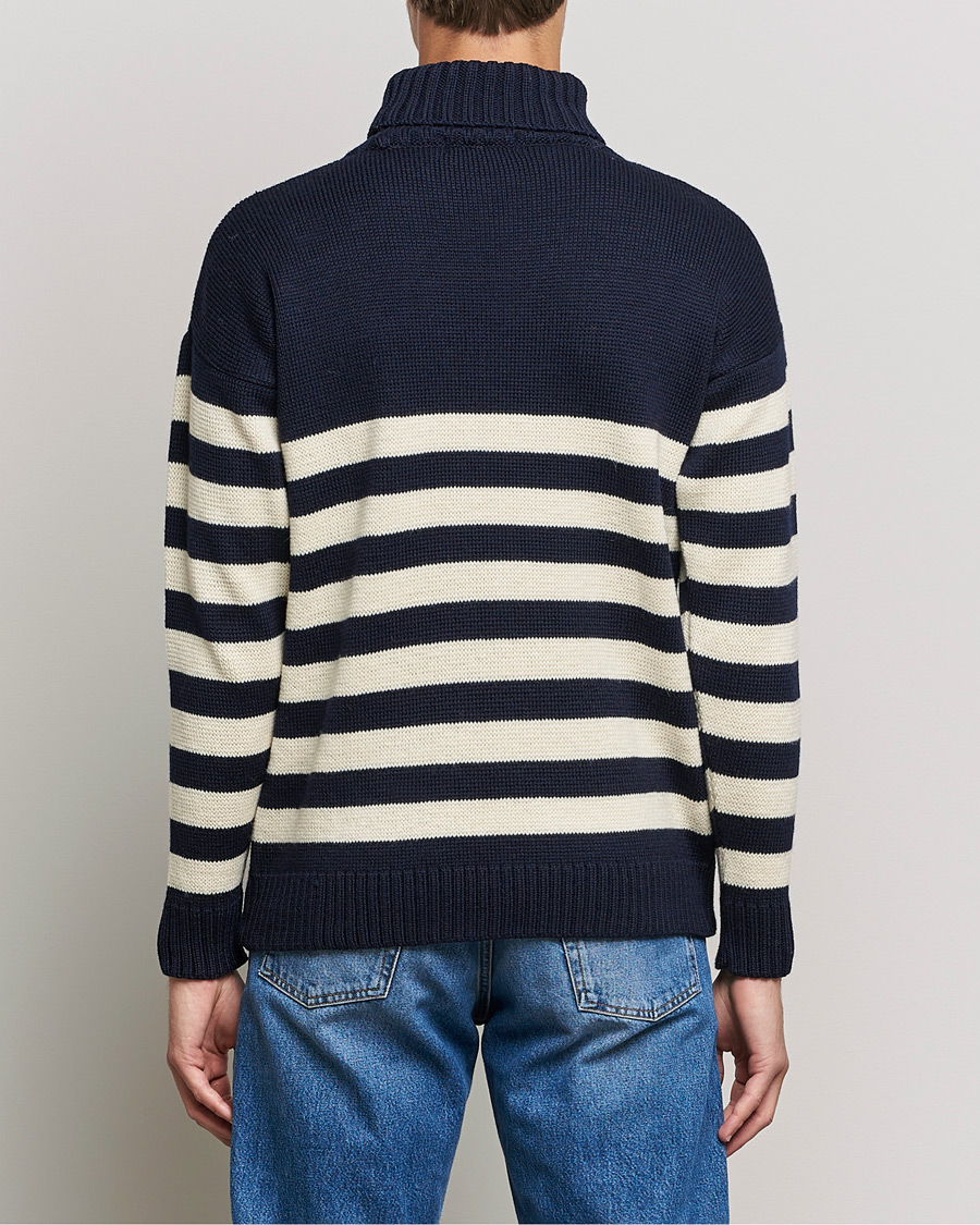 Herr | Tröjor | Gloverall | Breton Submariner Wool Rollneck Navy/Ecru
