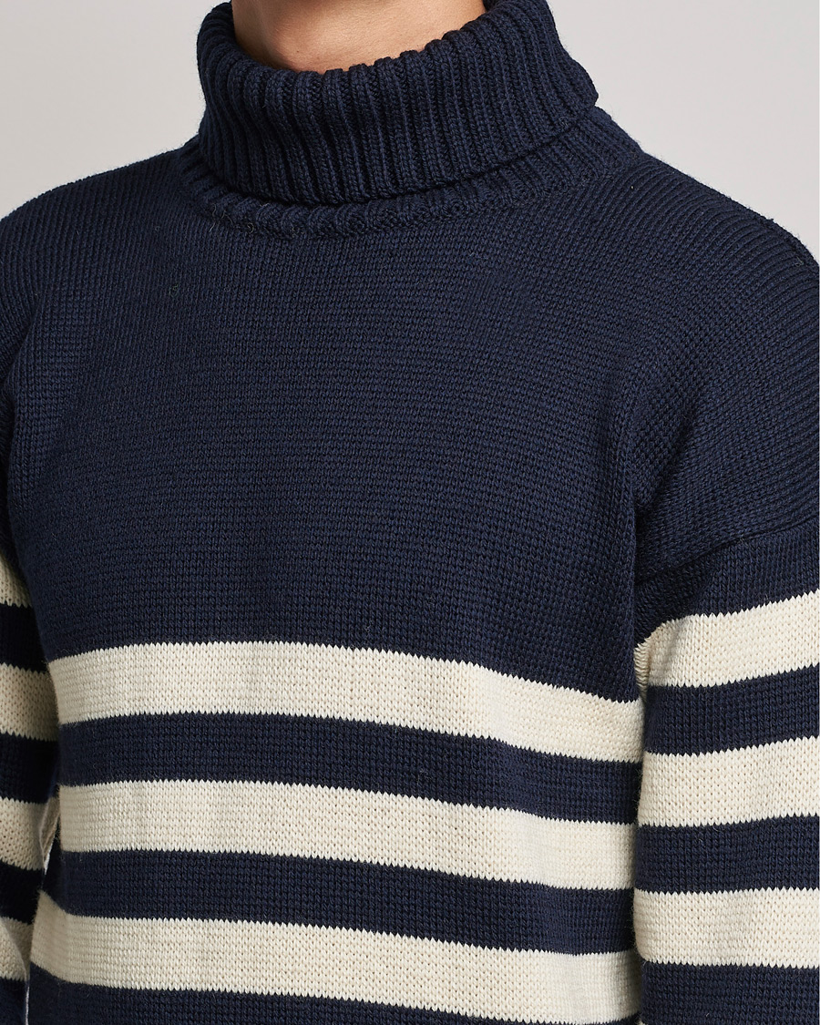 Herr | Tröjor | Gloverall | Breton Submariner Wool Rollneck Navy/Ecru