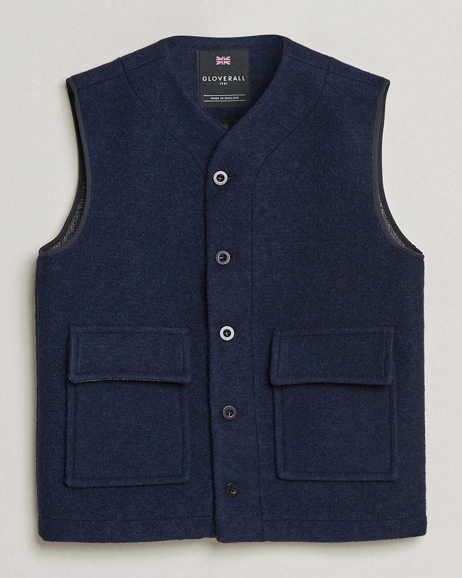 Herr | Jackor | Gloverall | Roger Double Face Gilet Navy/Brown