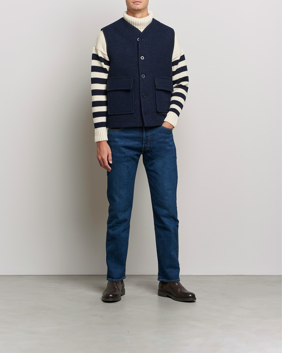 Herr | Jackor | Gloverall | Roger Double Face Gilet Navy/Brown