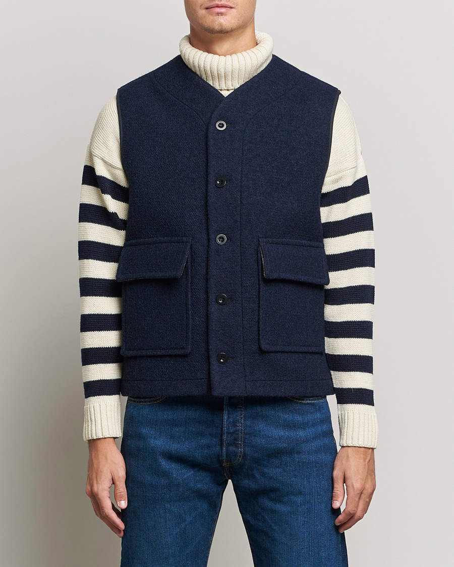 Herr | Jackor | Gloverall | Roger Double Face Gilet Navy/Brown