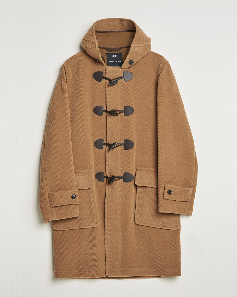 Herr | Jackor | Gloverall | Edmund Herringbone Wool Duffle Camel