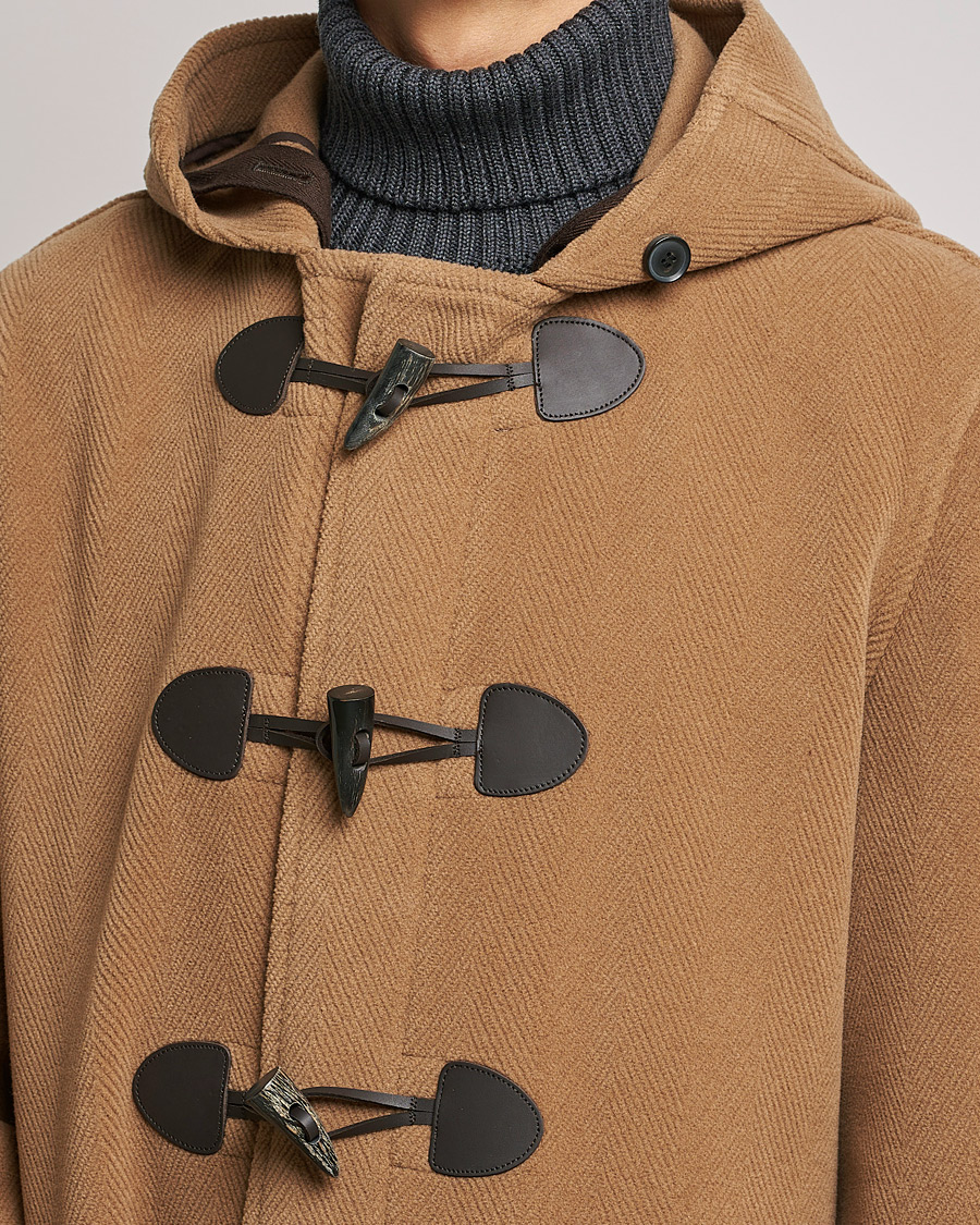 Herr | Jackor | Gloverall | Edmund Herringbone Wool Duffle Camel