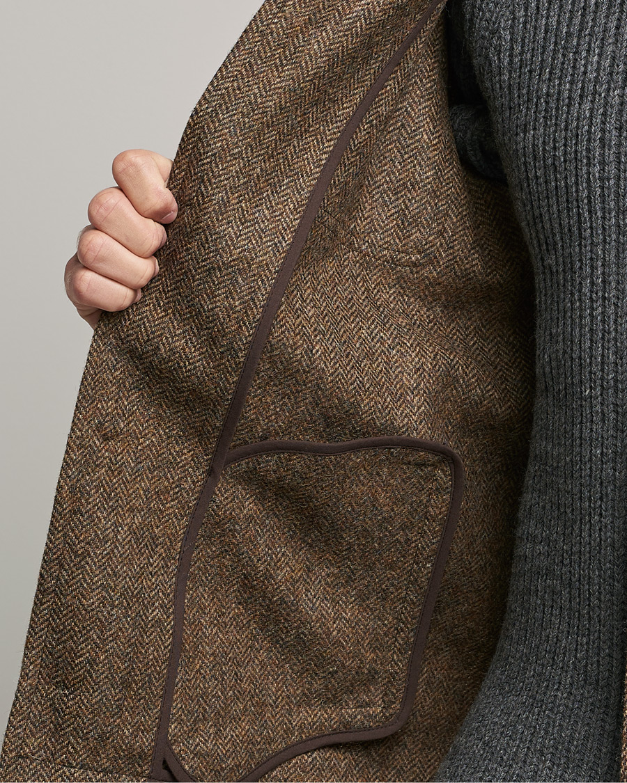 Herr | Jackor | Gloverall | Walter Herringbone Wool Shirt Jacket Tan