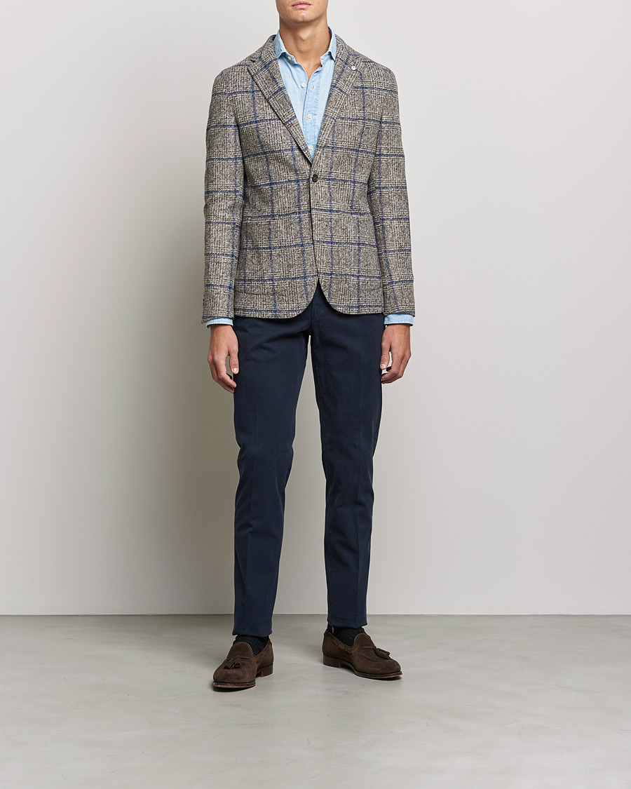 Herr | Kavajer | L.B.M. 1911 | Jack Checked Wool Blazer Grey/Blue