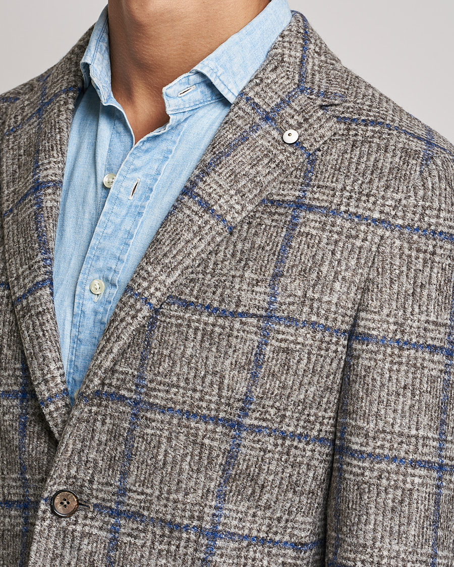 Herr | Kavajer | L.B.M. 1911 | Jack Checked Wool Blazer Grey/Blue