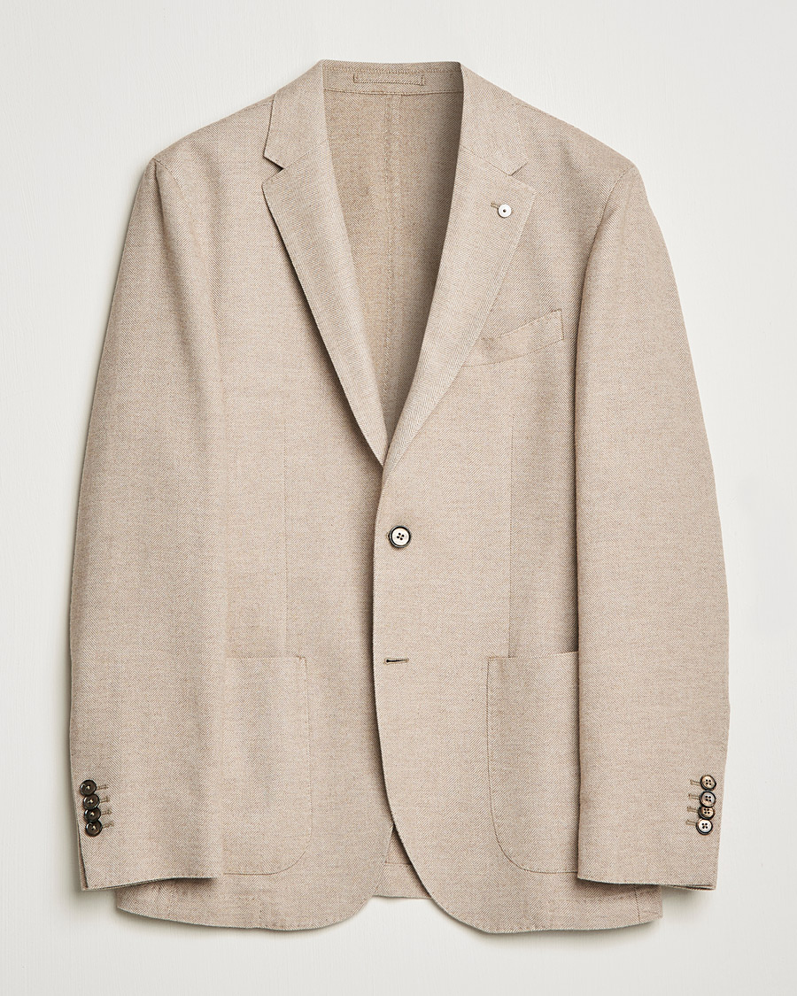 Herr | Kavajer | L.B.M. 1911 | Jack Herringbone Soft Cotton Blazer Beige
