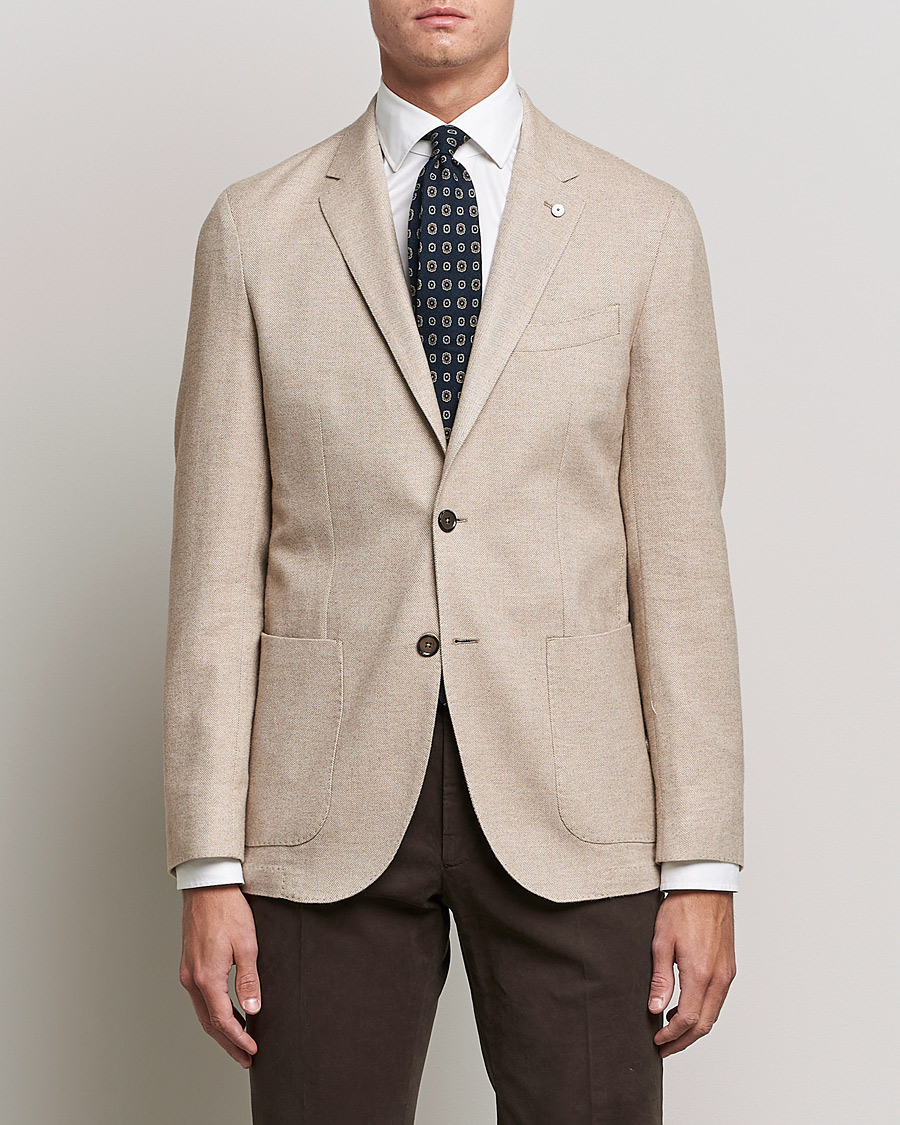 Herr | Kavajer | L.B.M. 1911 | Jack Herringbone Soft Cotton Blazer Beige
