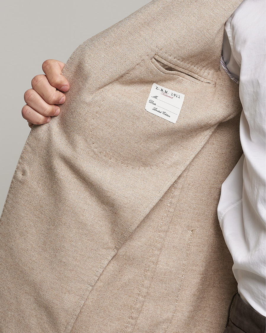 Herr | Kavajer | L.B.M. 1911 | Jack Herringbone Soft Cotton Blazer Beige