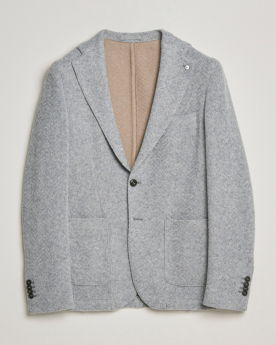 Herr | Stickade kavajer | L.B.M. 1911 | Punto Knitted Wool Structure Blazer Grey