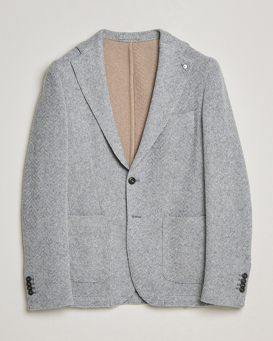Herr | Kavajer | L.B.M. 1911 | Punto Knitted Wool Structure Blazer Grey