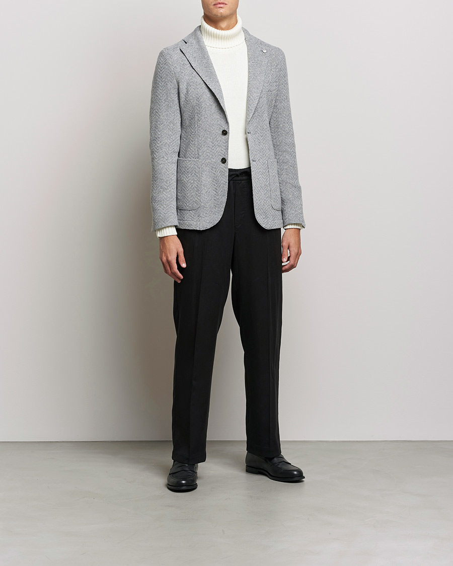 Herr | Kavajer | L.B.M. 1911 | Punto Knitted Wool Structure Blazer Grey