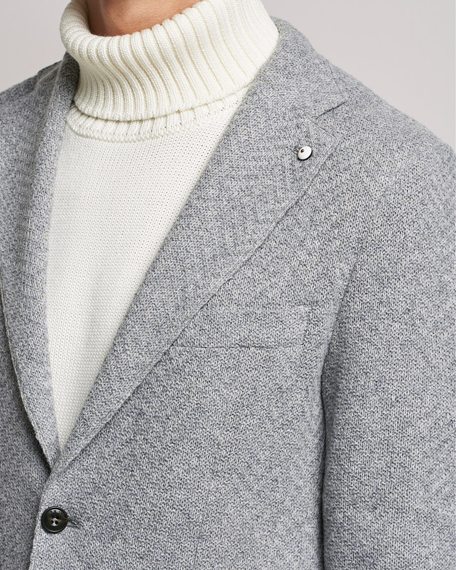 Herr | Kavajer | L.B.M. 1911 | Punto Knitted Wool Structure Blazer Grey