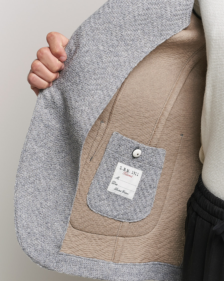 Herr | Kavajer | L.B.M. 1911 | Punto Knitted Wool Structure Blazer Grey