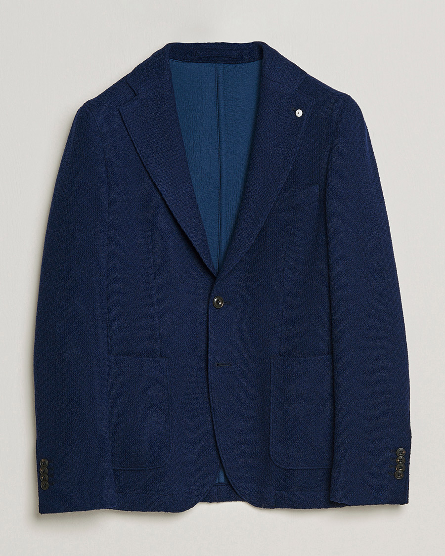 Herr | Kavajer | L.B.M. 1911 | Punto Knitted Wool Structure Blazer Navy