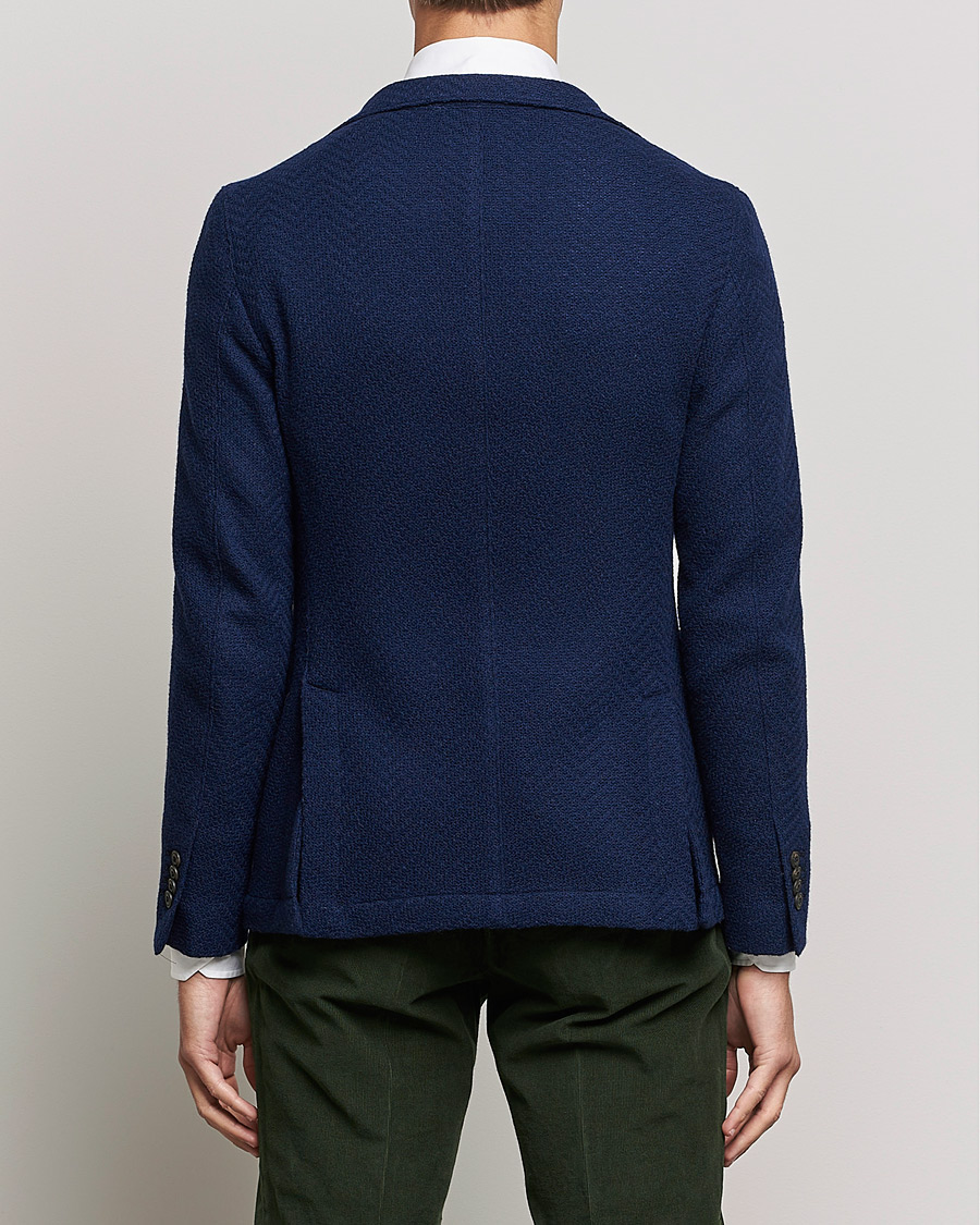 Herr | Kavajer | L.B.M. 1911 | Punto Knitted Wool Structure Blazer Navy