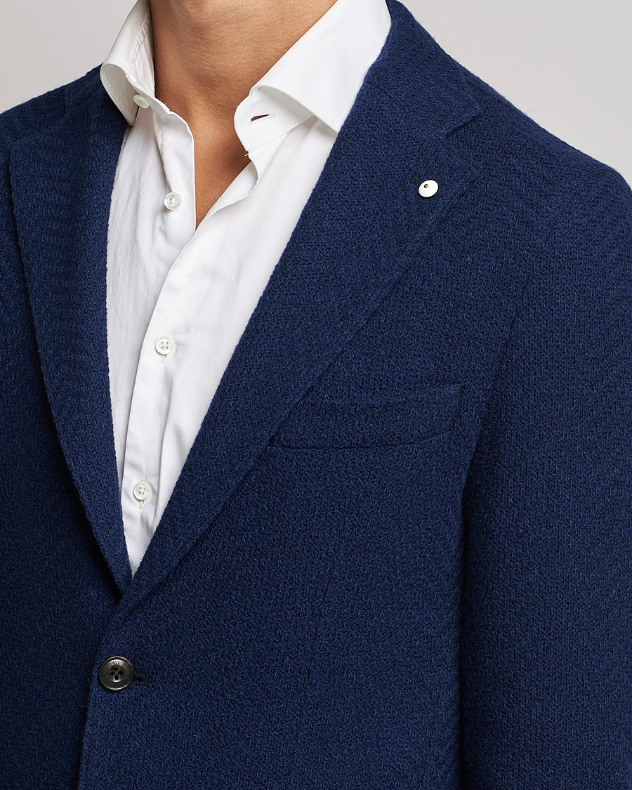 Herr | Kavajer | L.B.M. 1911 | Punto Knitted Wool Structure Blazer Navy
