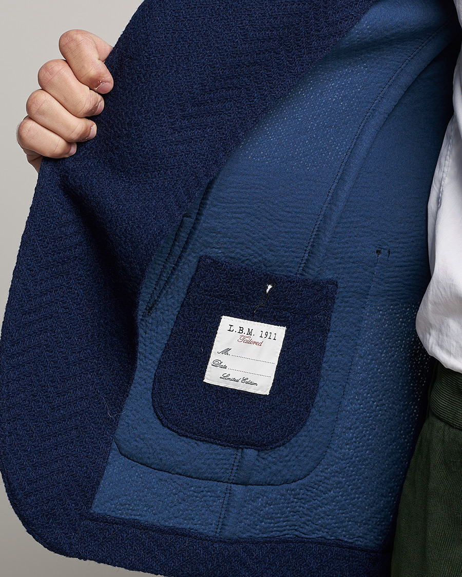 Herr | Kavajer | L.B.M. 1911 | Punto Knitted Wool Structure Blazer Navy