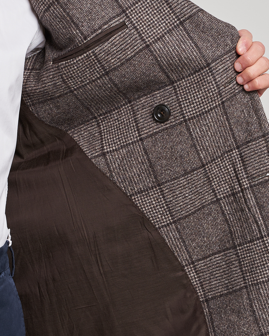 Herr | Jackor | L.B.M. 1911 | Double Breasted Checked Wool Coat Brown