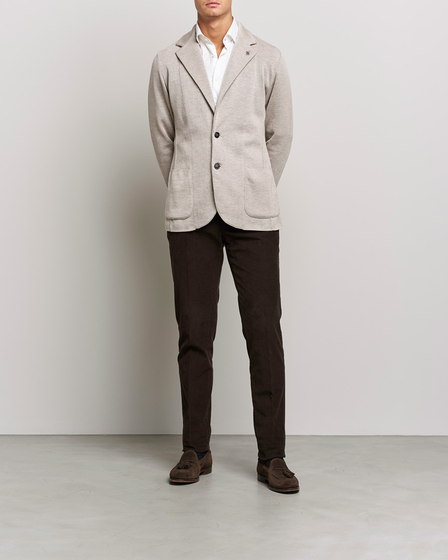Herr | Kavajer | Lardini | Knitted Wool Blazer Beige