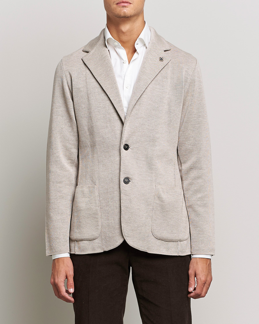 Herr | Kavajer | Lardini | Knitted Wool Blazer Beige