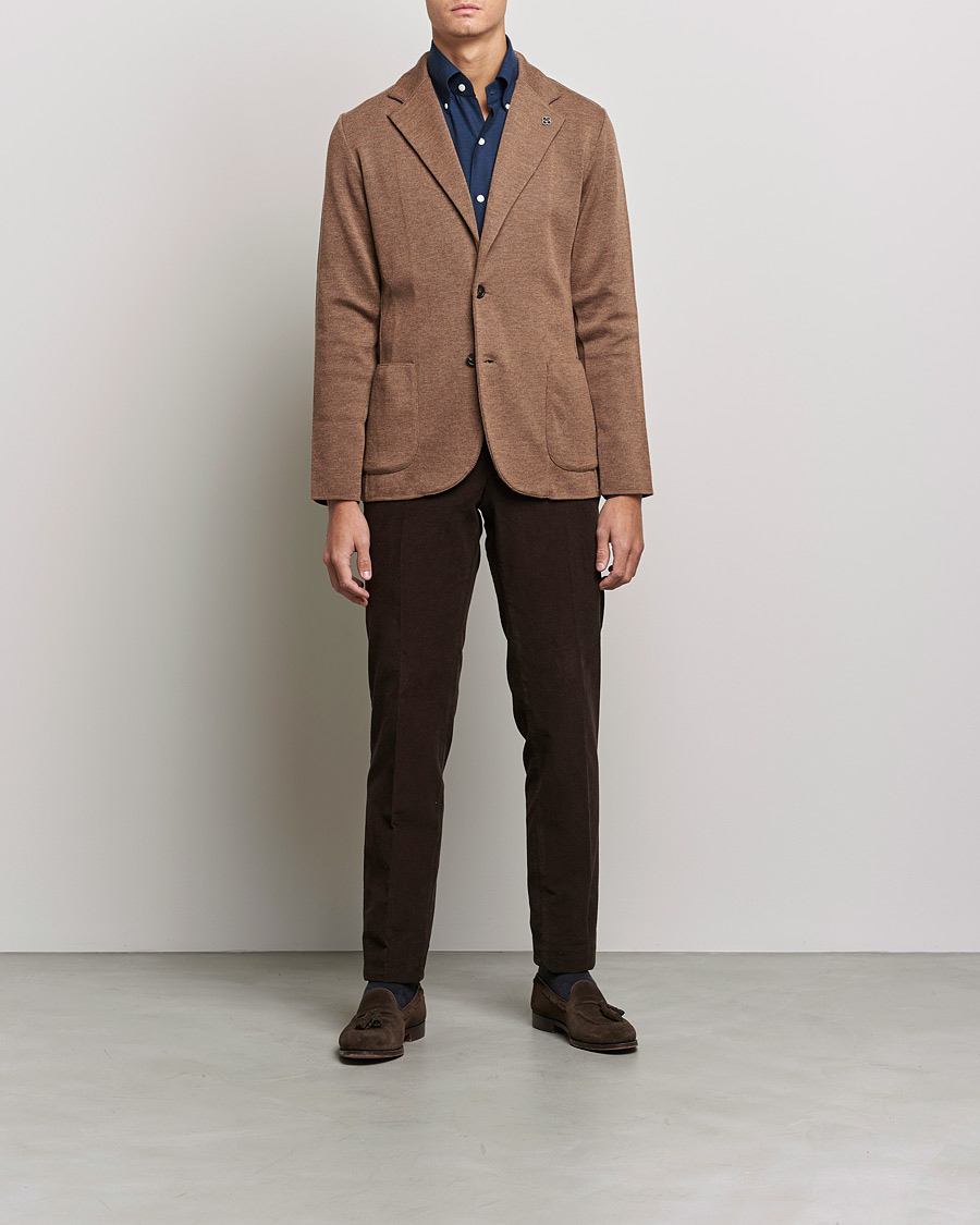 Herr | Kavajer | Lardini | Knitted Wool Blazer Light Brown
