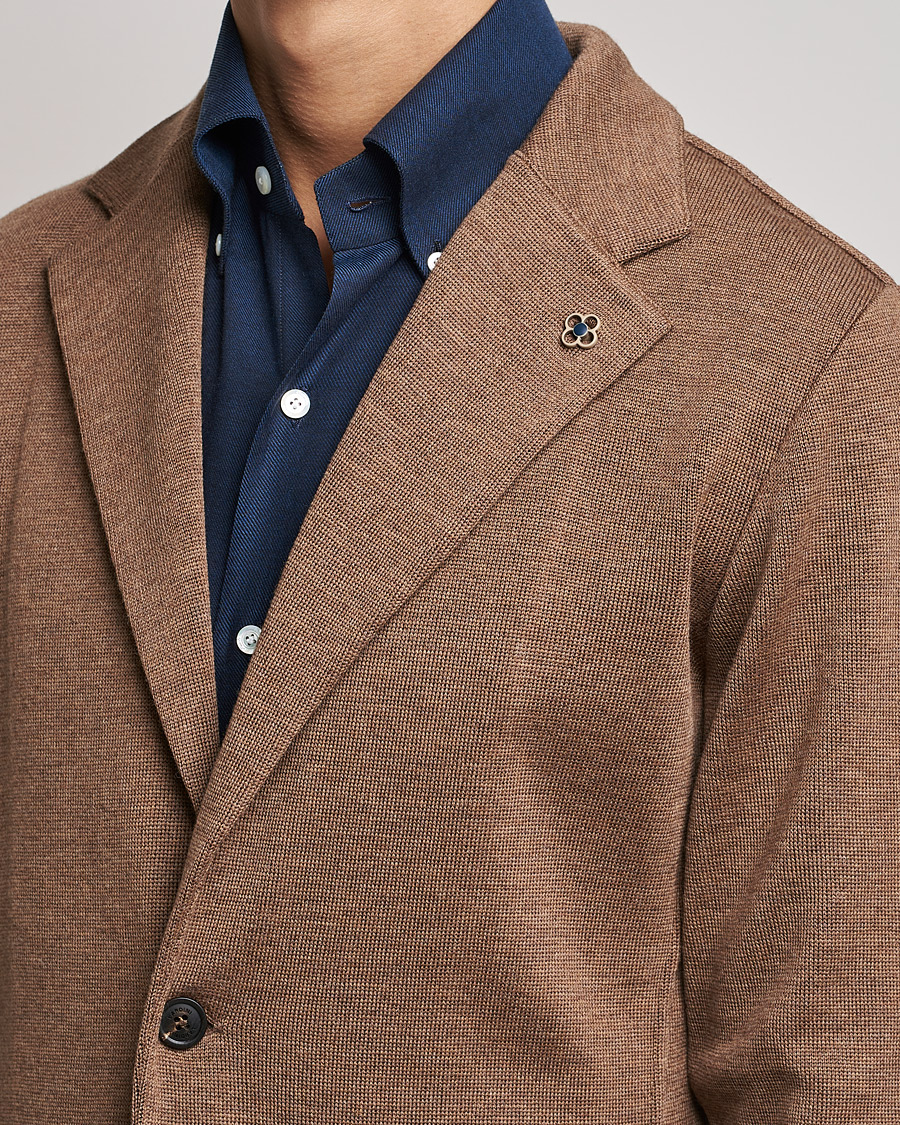 Herr | Kavajer | Lardini | Knitted Wool Blazer Light Brown