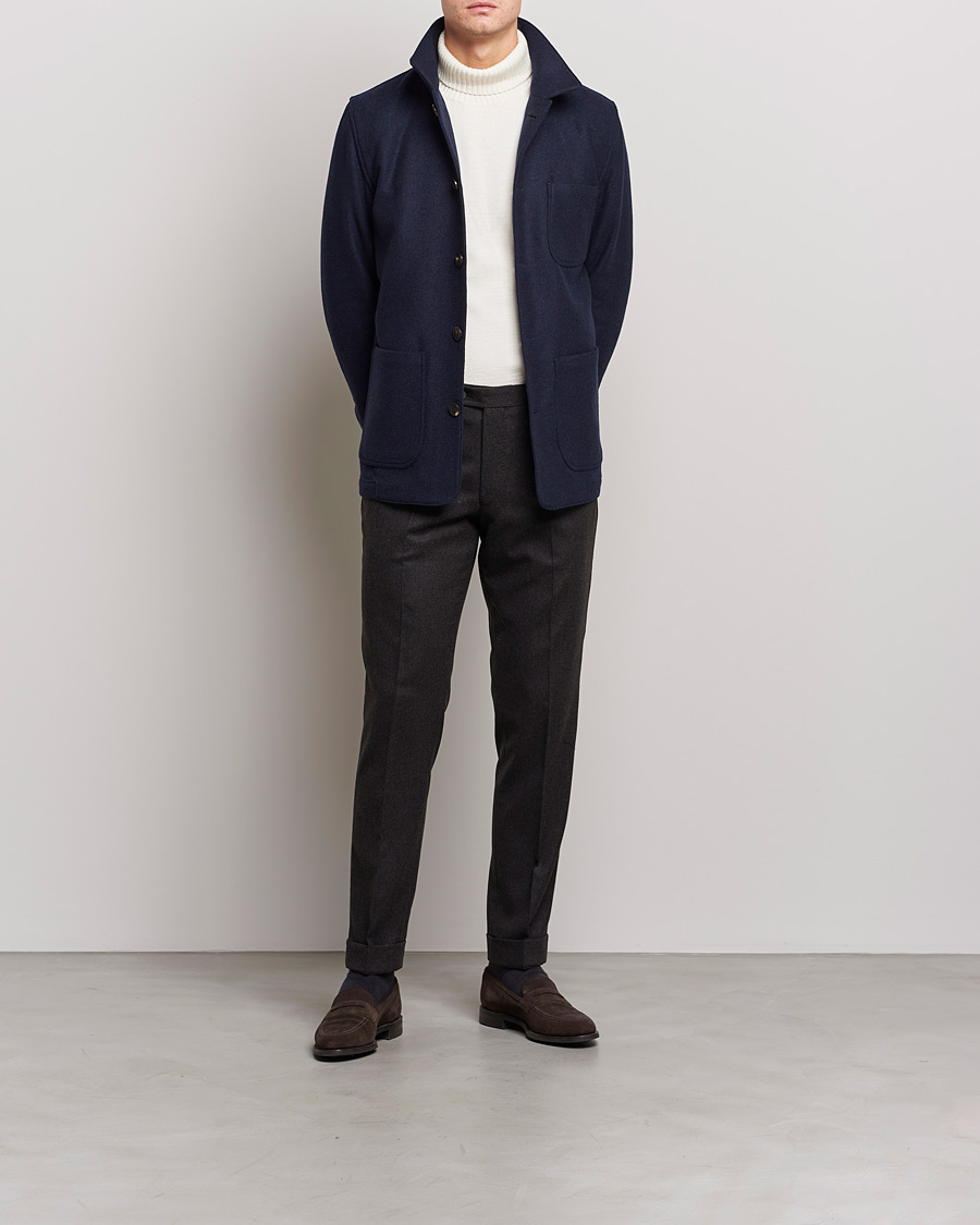 Herr | Skjortor | Lardini | Wool/Cashmere Shirt Jacket Navy
