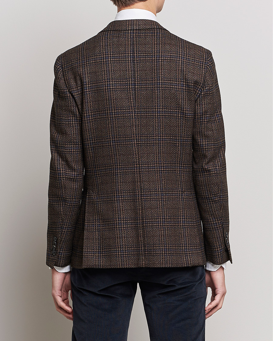 Herr | Kavajer | Lardini | Checked Patch Pocket Wool/Silk Blazer Brown