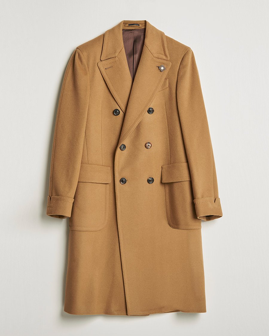 Herr | Jackor | Lardini | Ulster Double Breasted Wool Coat Camel
