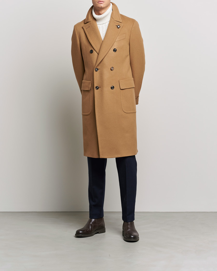 Herr | Jackor | Lardini | Ulster Double Breasted Wool Coat Camel