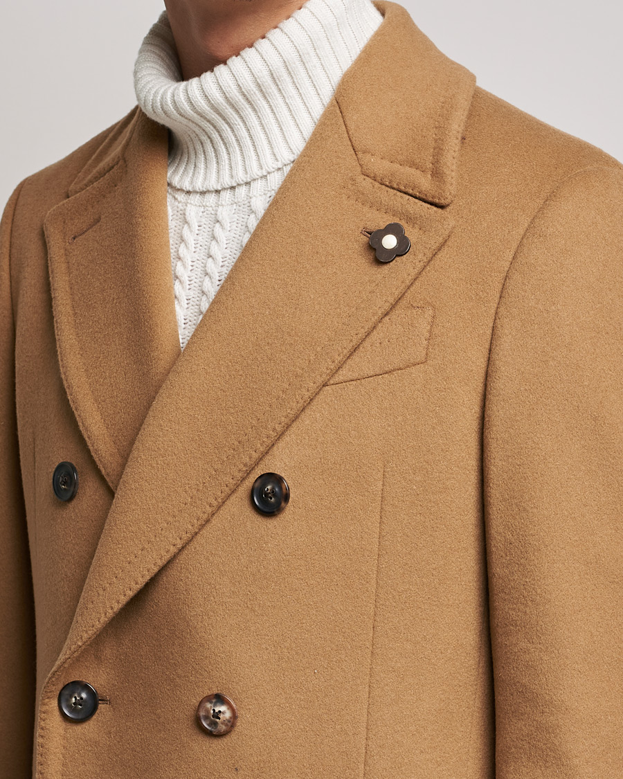Herr | Jackor | Lardini | Ulster Double Breasted Wool Coat Camel