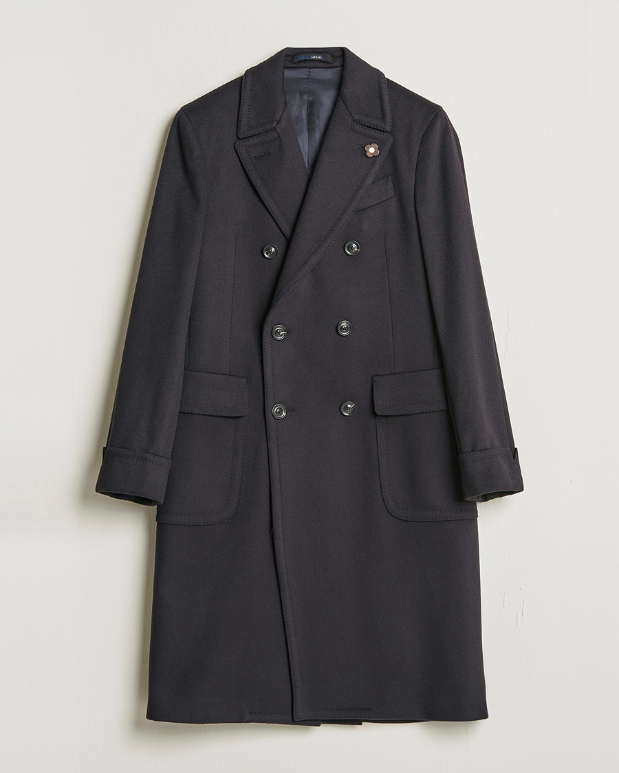 Herr | Jackor | Lardini | Ulster Double Breasted Wool Coat Navy