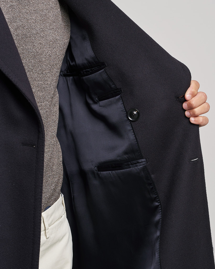 Herr | Jackor | Lardini | Ulster Double Breasted Wool Coat Navy