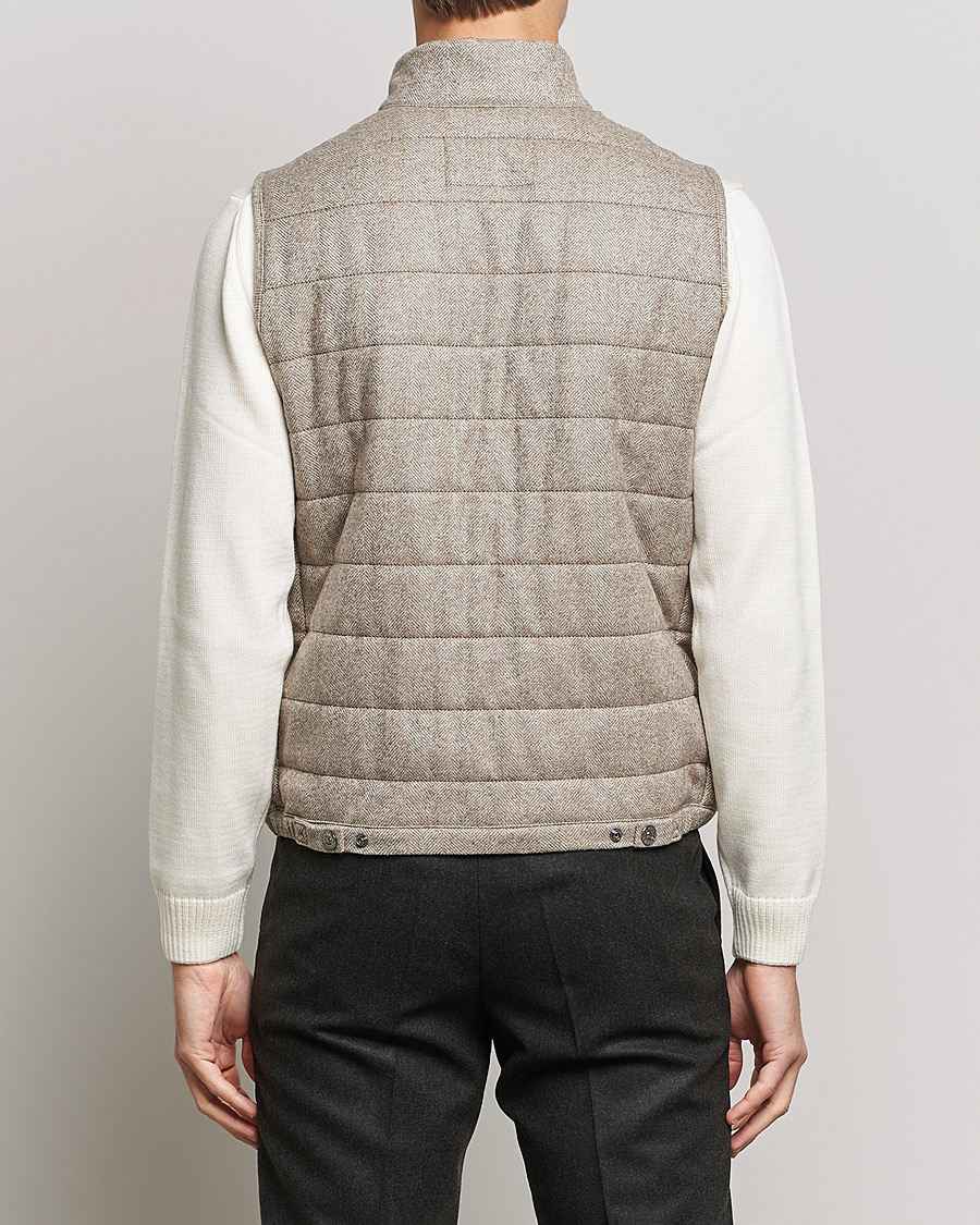 Herr | Jackor | Oscar Jacobson | Liner EVO Wool Herringbone Waistcoat Beige