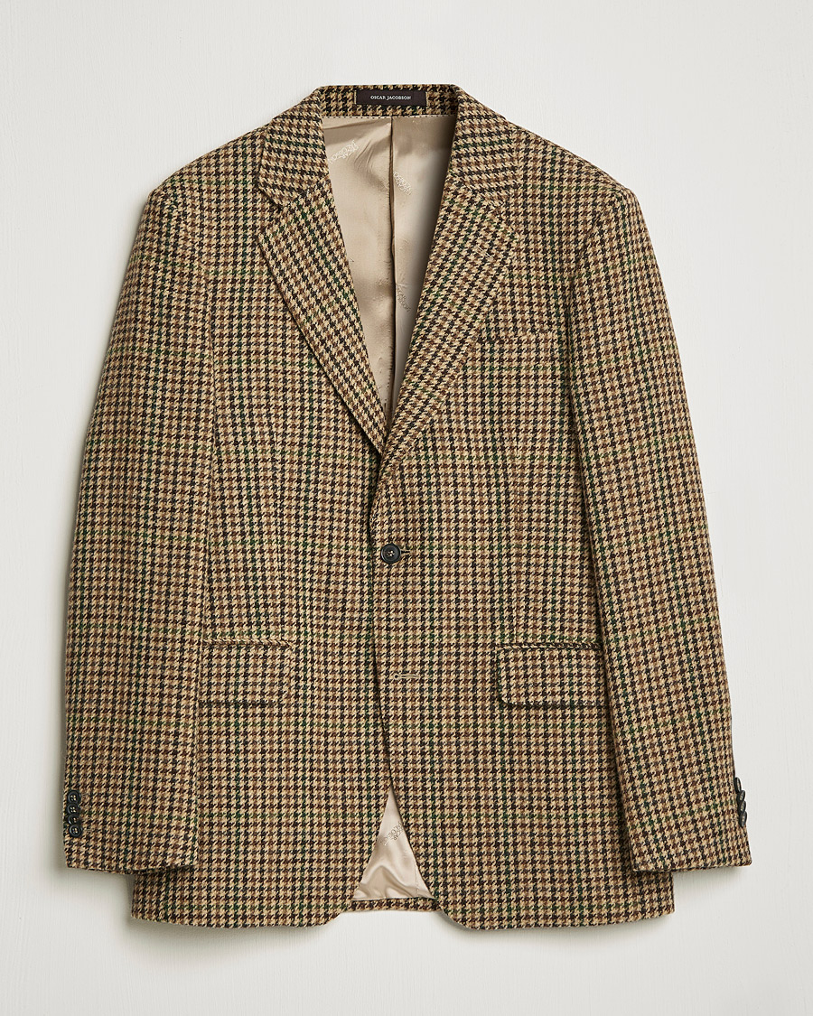Herr | Kavajer | Oscar Jacobson | Freeman Moon Houndstooth Tweed Blazer Beige