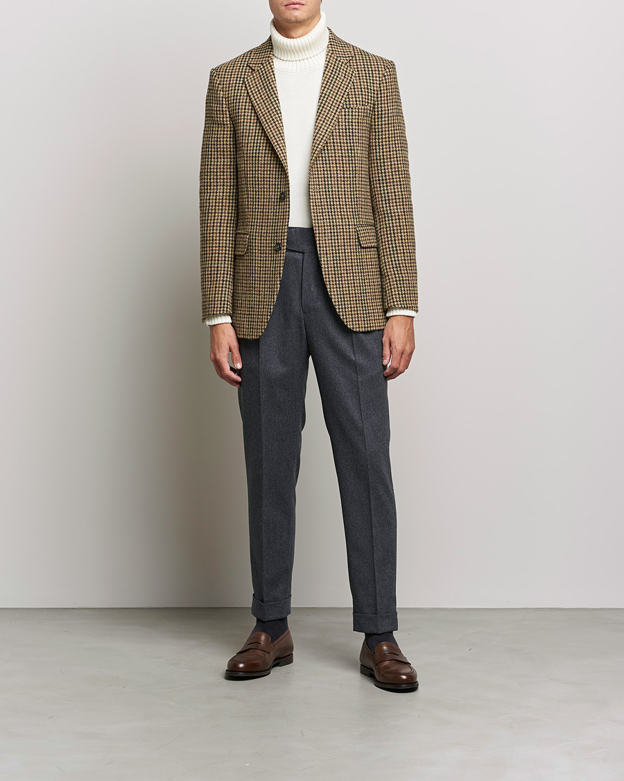 Herr | Kavajer | Oscar Jacobson | Freeman Moon Houndstooth Tweed Blazer Beige