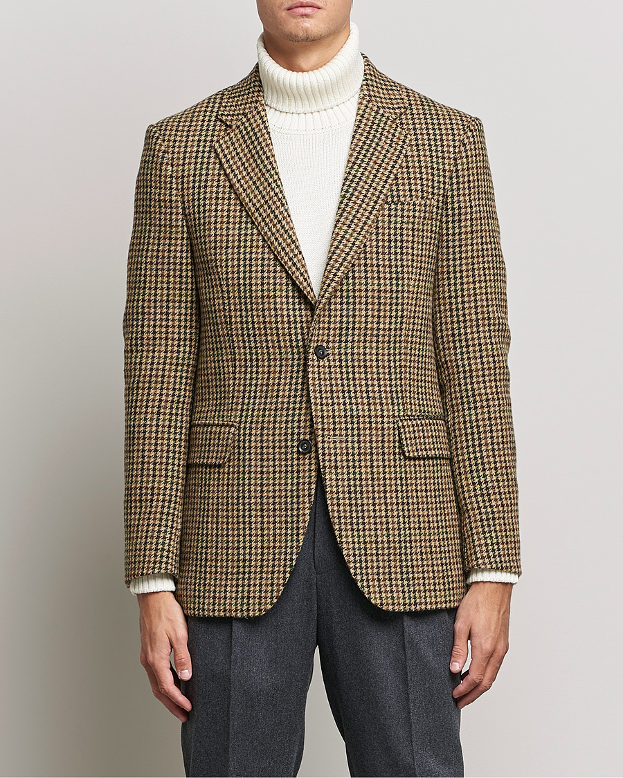 Herr | Kavajer | Oscar Jacobson | Freeman Moon Houndstooth Tweed Blazer Beige