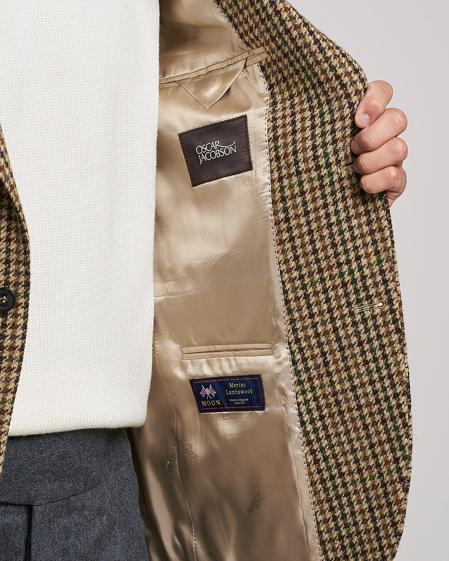 Herr | Kavajer | Oscar Jacobson | Freeman Moon Houndstooth Tweed Blazer Beige