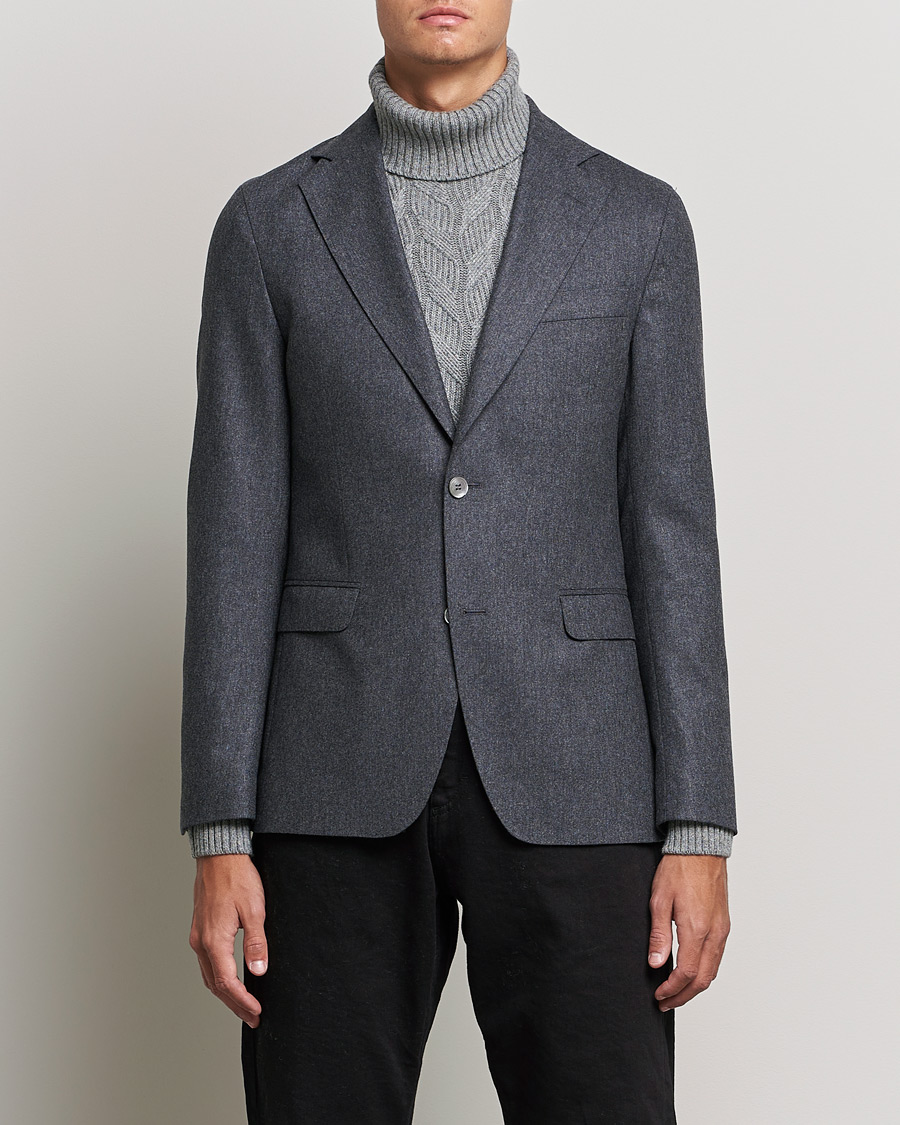 Herr |  | Oscar Jacobson | Ego Wool Flannel Blazer Grey Melange