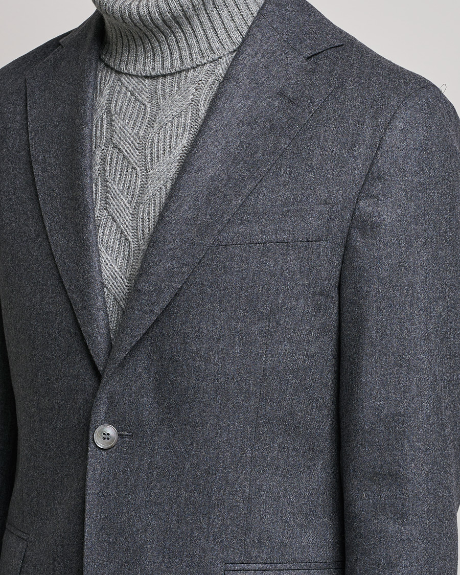 Herr | Kavajer | Oscar Jacobson | Ego Wool Flannel Blazer Grey Melange