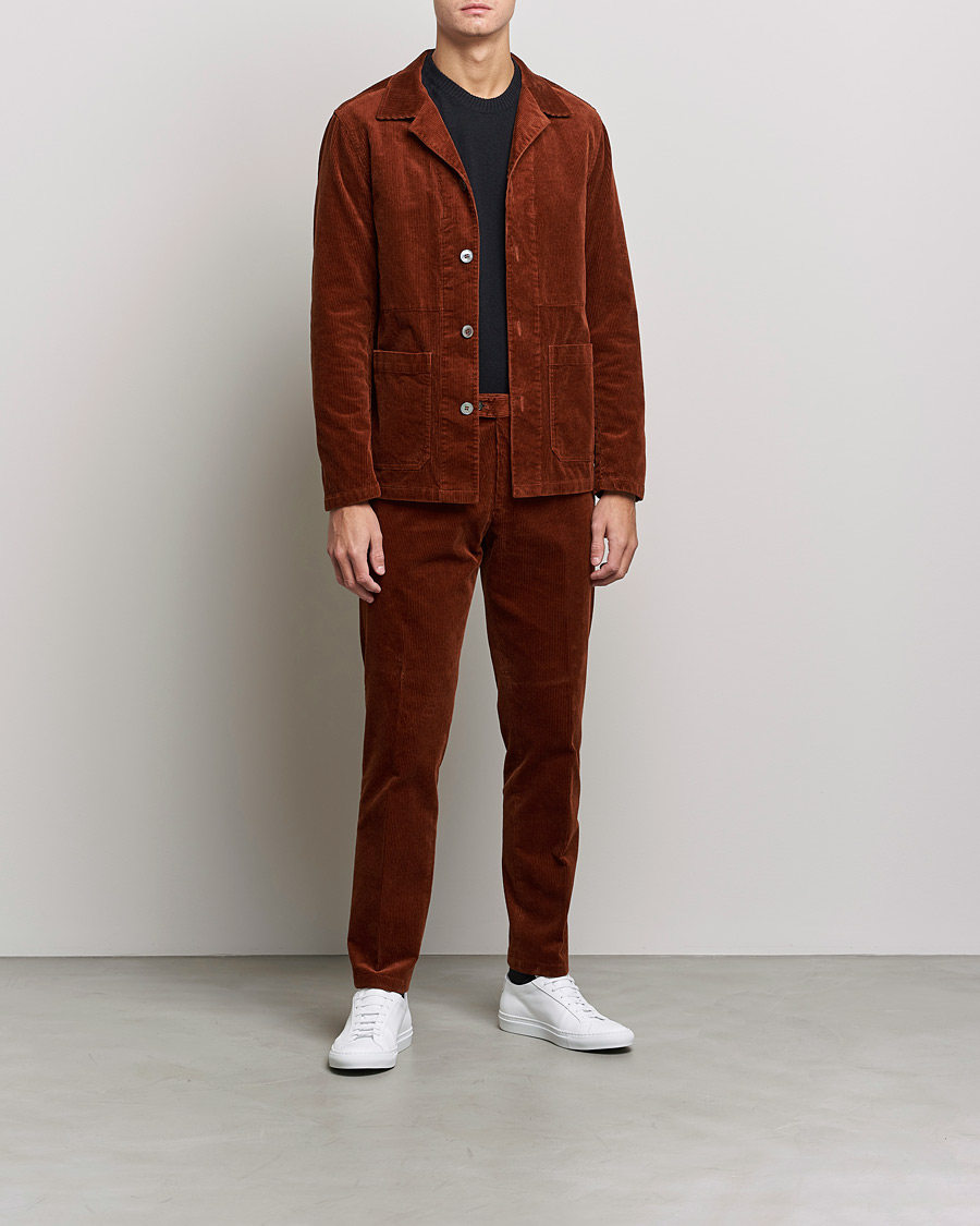 Herr | Byxor | Oscar Jacobson | Denz Corduroy Trousers Orange