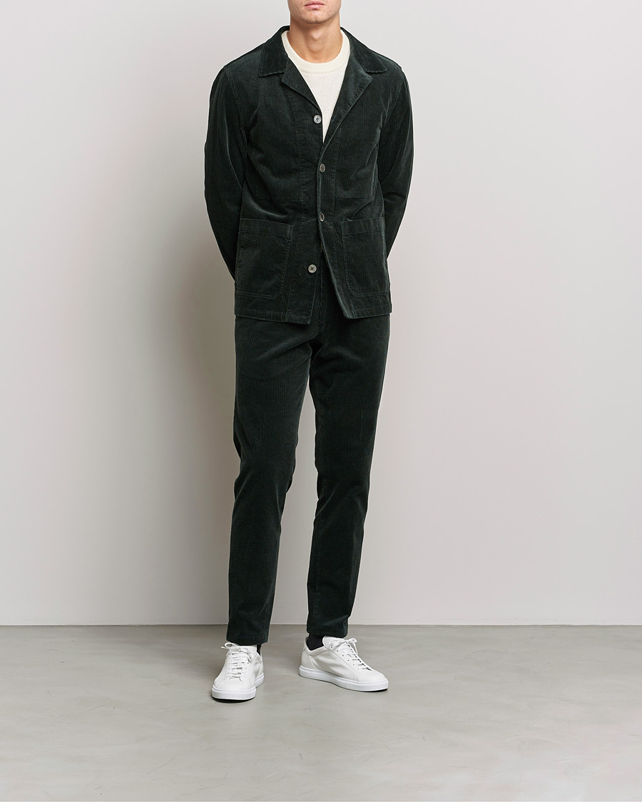 Herr | Byxor | Oscar Jacobson | Denz Corduroy Trousers Bottle Green