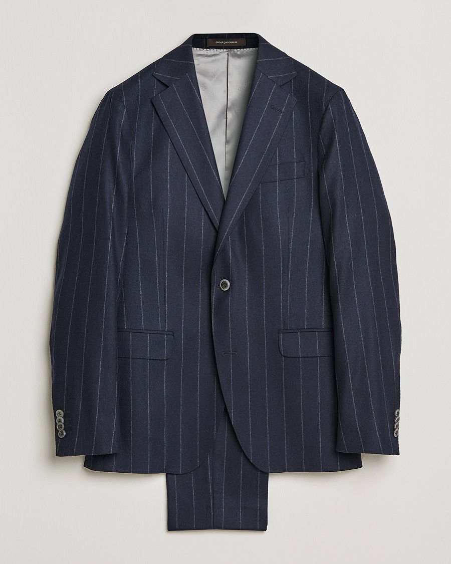 Herr | Kostymer | Oscar Jacobson | Ego Pinstripe Wool Flannel Suit Navy