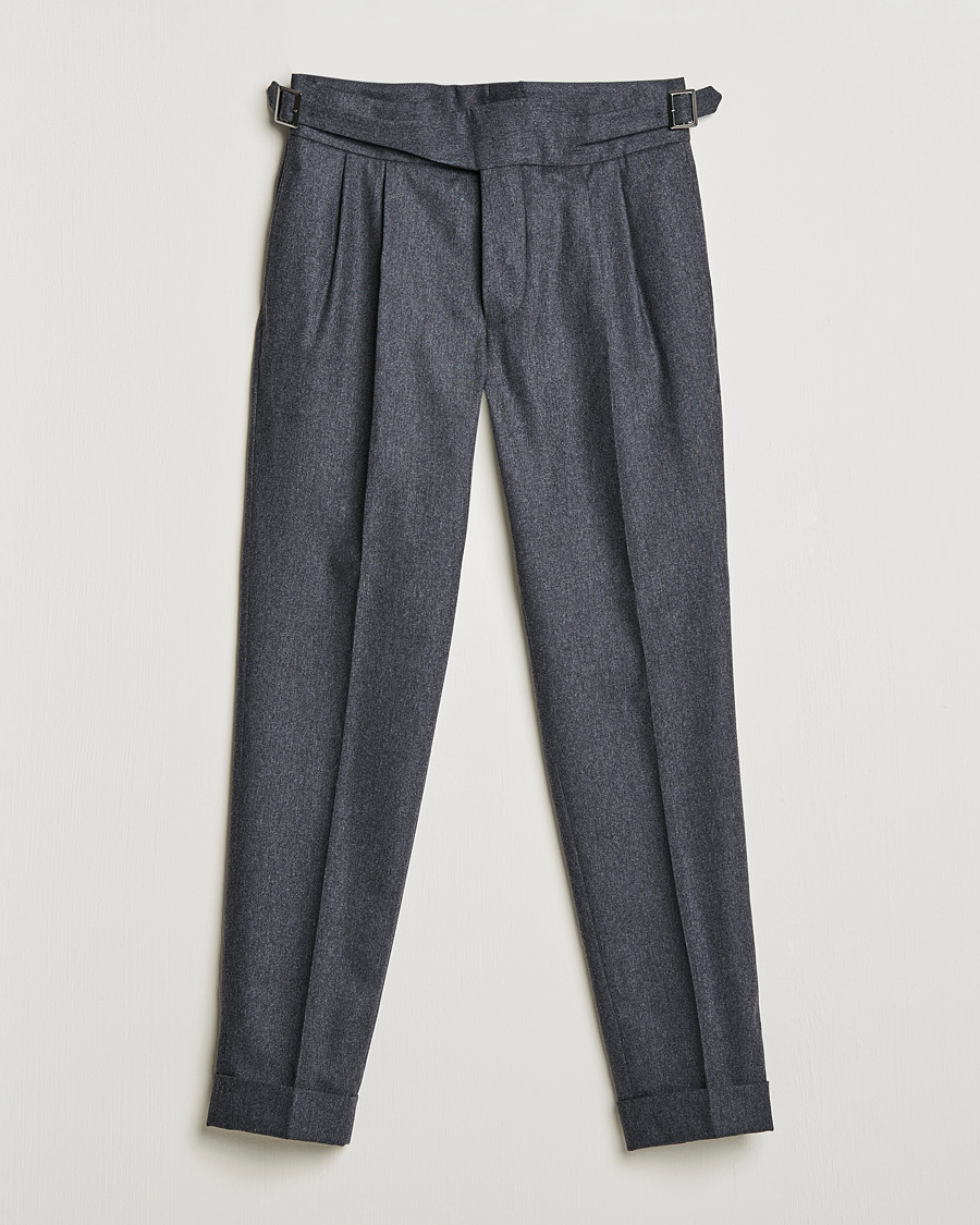 Herr | Byxor | Oscar Jacobson | Gurkha Flannel Trousers Charcoal