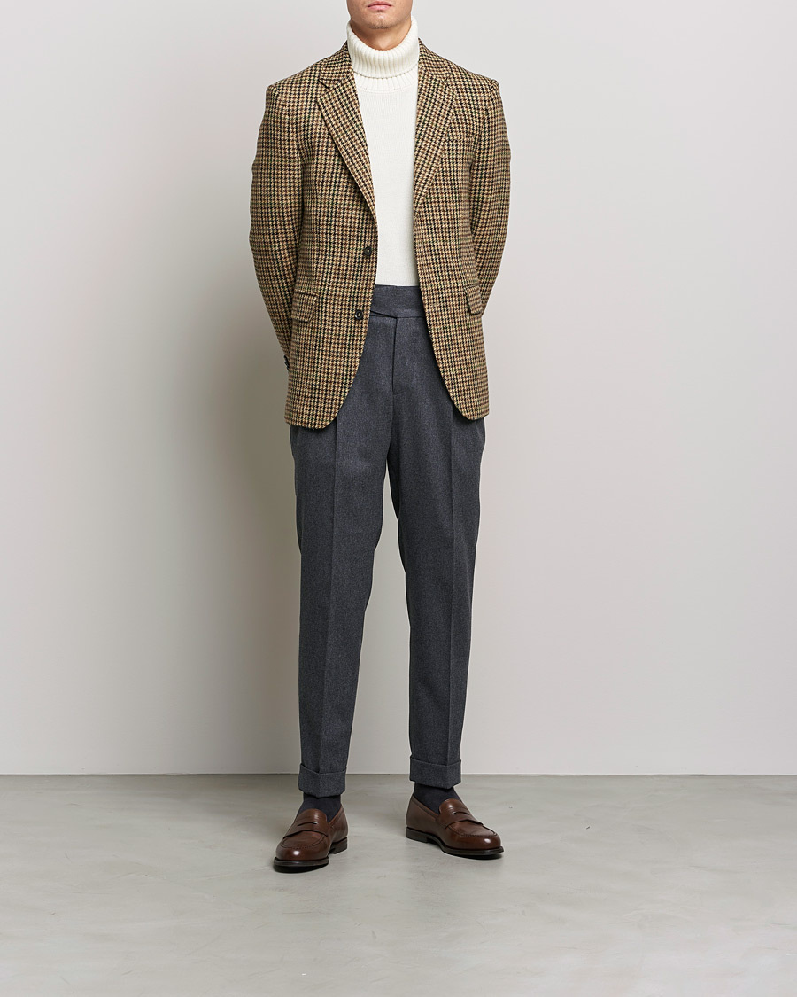 Herr | Byxor | Oscar Jacobson | Gurkha Flannel Trousers Charcoal